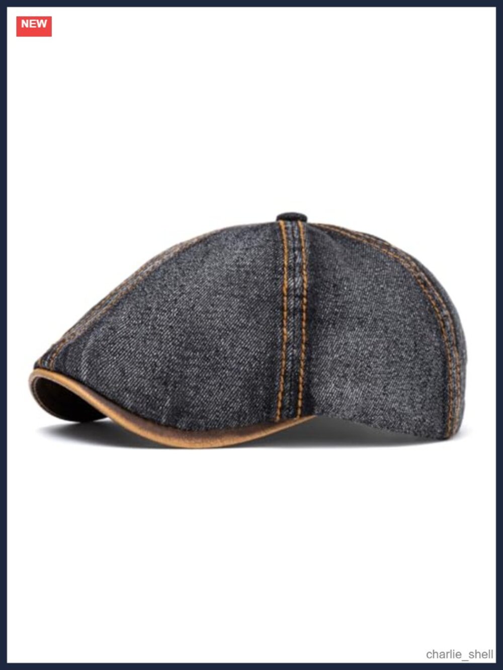 Mens Denim Newsboy Hat 6 Panel Cotton Adjustable Flat Cap